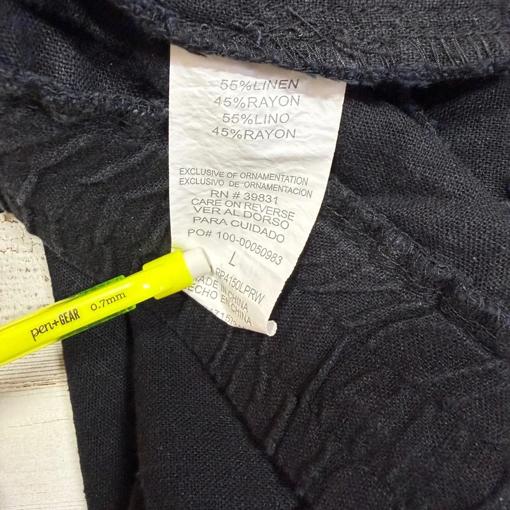 Rewind Black Linen Blend Drawstring Shorts with Crochet Trim Size‎ L - Picture 8 of 8